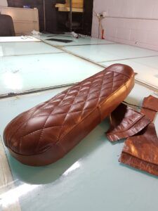 Leather seat upholstery
