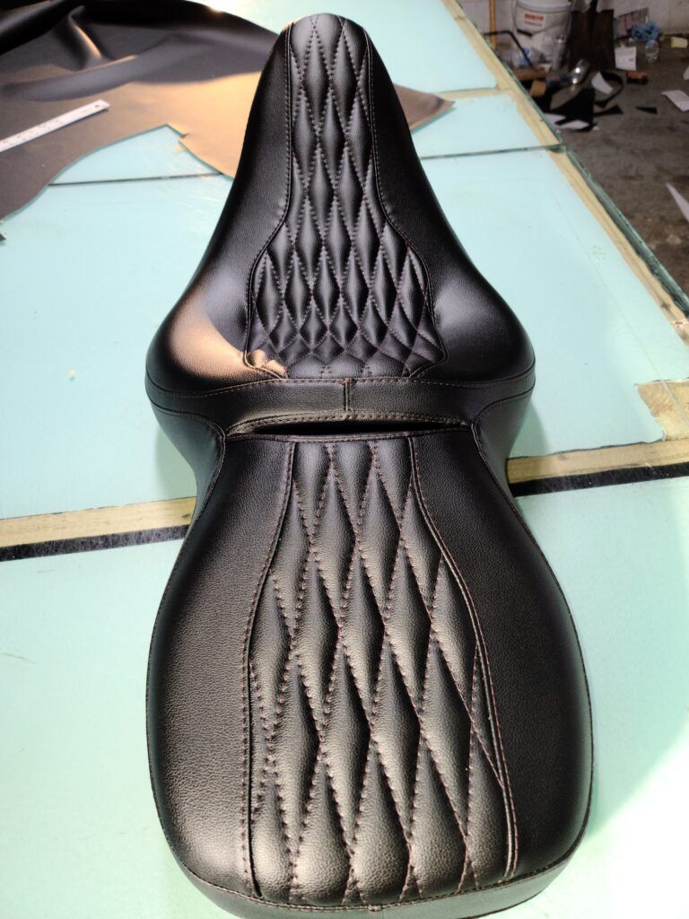 Motorcycle seat diamond pattern