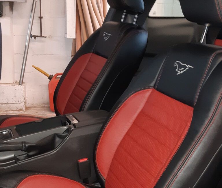 Custom leather car seat upholstery