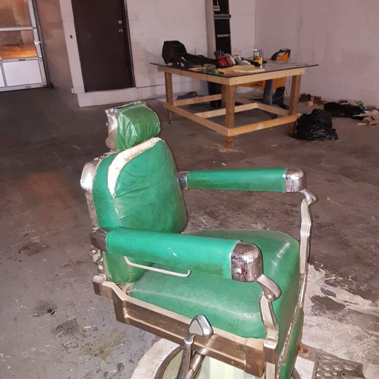 Barber chair upholstery before